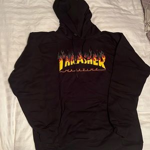Thrasher Men’s Black Flame Hoodie, Size Small